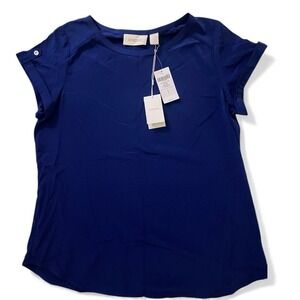 NEW Chico's Shoulder Button detail Blouse Mysterious Blue Size 1